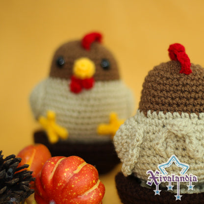 Peluche Gallina con nido, tejido crochet artesanal, amigurumi