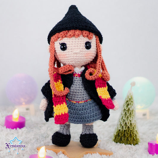 Muñeca tejida Hermione de Harry Potter, 20cm, crochet artesanal, amigurumi