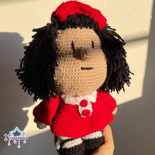 Peluche Mafalda 25cm, tejido crochet artesanal, amigurumi