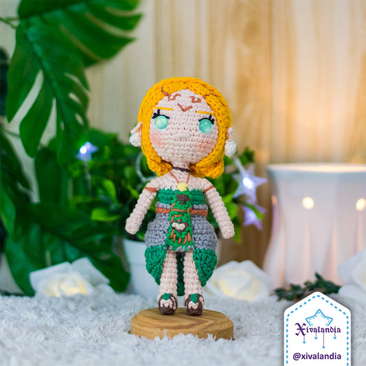 Muñeca Zelda TOTK, 16 cm, crochet artesanal, peluche amigurumi