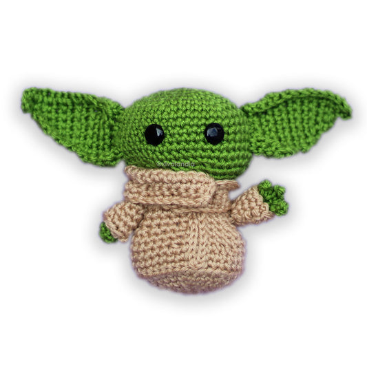 Peluche Baby Yoda, Grogu 1er diseño 14cm, tejido crochet artesanal, amigurumi