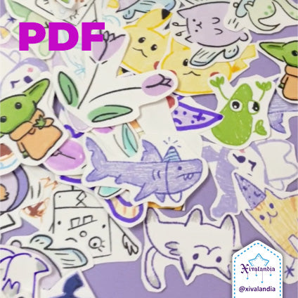 PDF stickers dibujados para imprimir - Tamaño carta