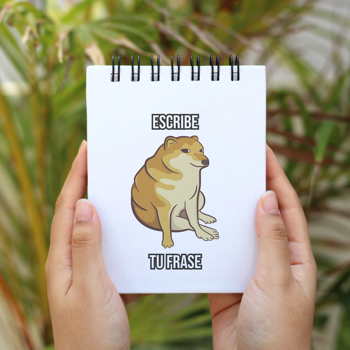 Libreta perro Cheems meme 1/4 carta - personalizada de Bolsillo artesanal pasta dura