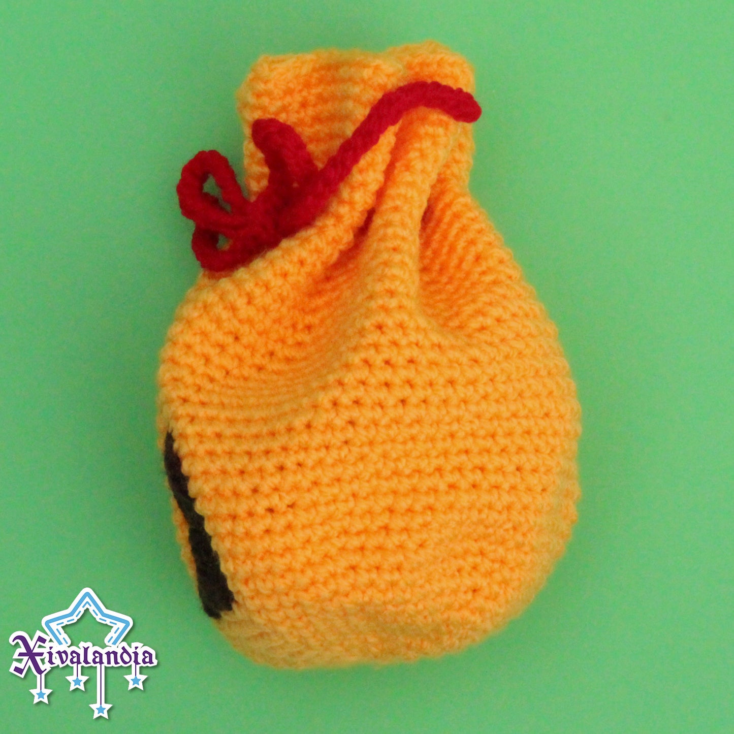 Bolsa de bayas, bell bag animal Crossing amarilla 15cm, tejido crochet artesanal
