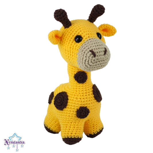 Peluche Jirafa amarilla 24cm, tejido crochet artesanal, amigurumi
