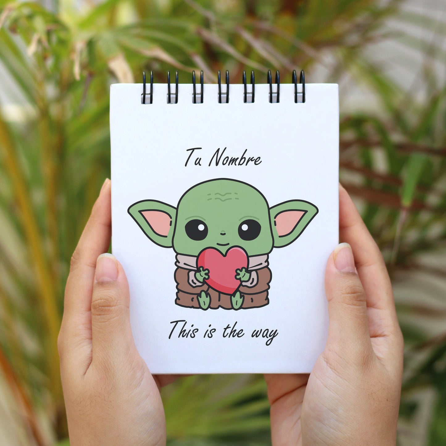 Libreta Baby Yoda, Grogu, Corazón 1/4 carta - personalizada de Bolsillo artesanal pasta dura
