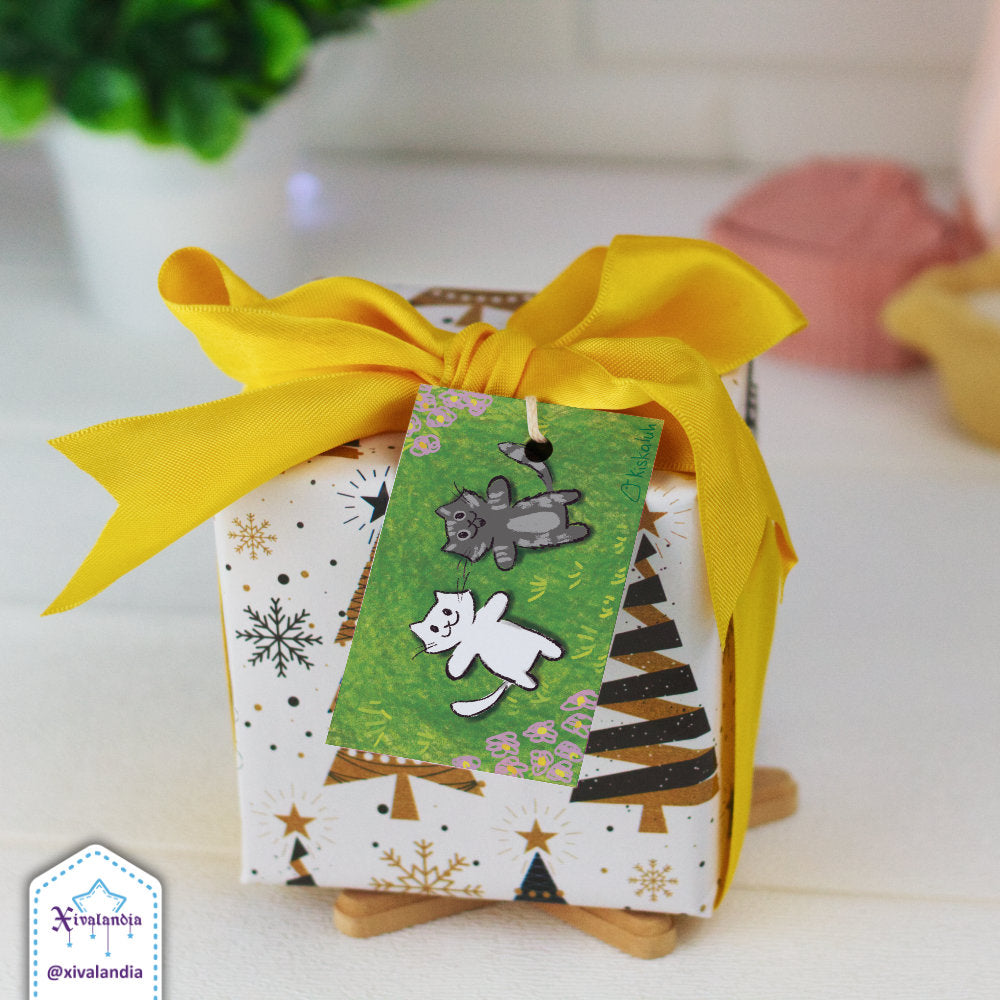 Gatitos en el pasto - 5 Etiquetas para regalo, Gift Tags