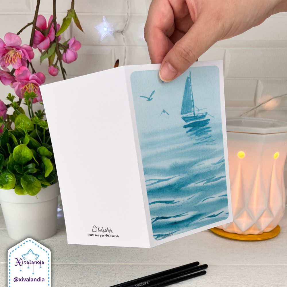 Sea and Sailboat - Greeting Card - 10x15cm / 4x6 in.