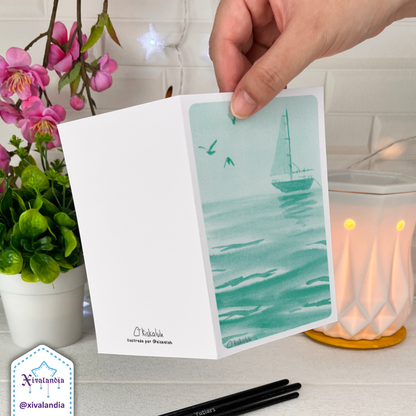 Sea and Sailboat - Greeting Card - 10x15cm / 4x6 in.