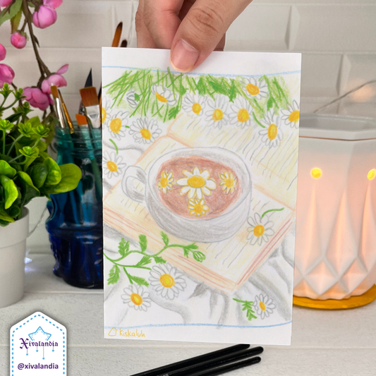 Coffee and Daisies - Print Postcard A6 / 10x15cm / 4x6 in.