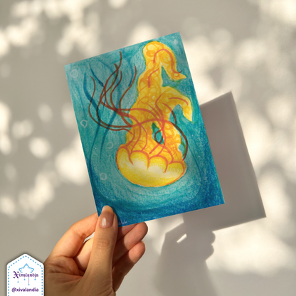 Yellow Jellyfish - Print Postcard A6 / 10x15cm / 4x6 in