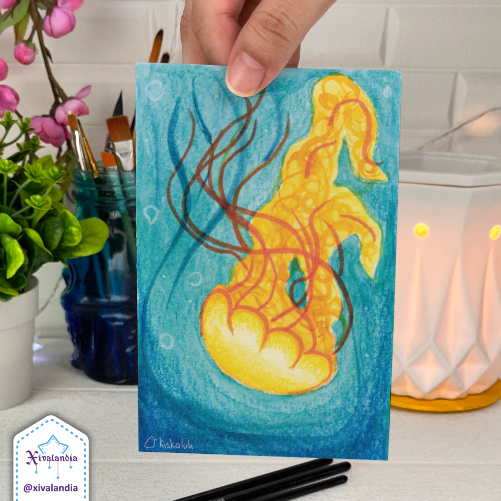 Yellow Jellyfish - Print Postcard A6 / 10x15cm / 4x6 in