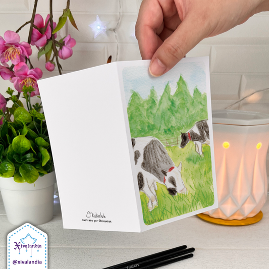 Cows in the field - Greeting card - 10x15cm / 4x6 in.