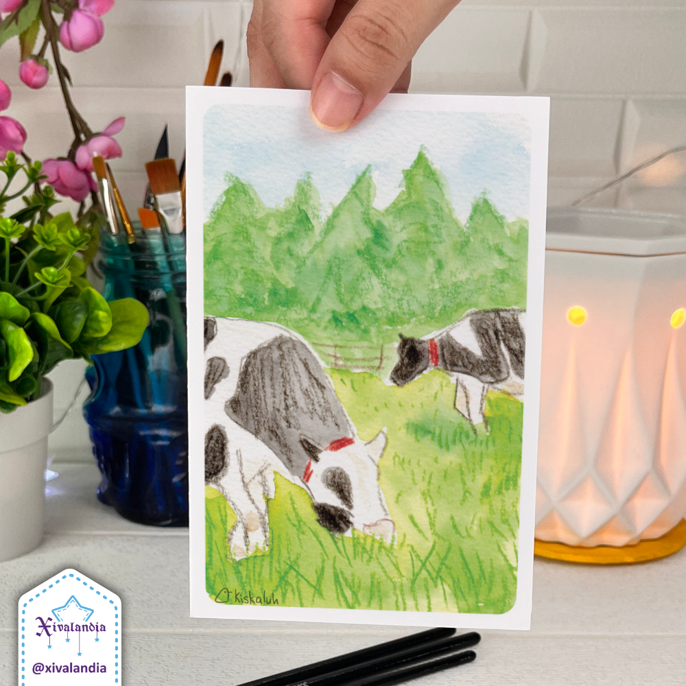 Vacas en el campo - Print Postal A6 / 10x15cm / 4x6 pulg.