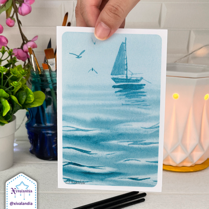 Sea and Sailboat - Greeting Card - 10x15cm / 4x6 in.