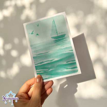 Sea and Sailboat - Greeting Card - 10x15cm / 4x6 in.