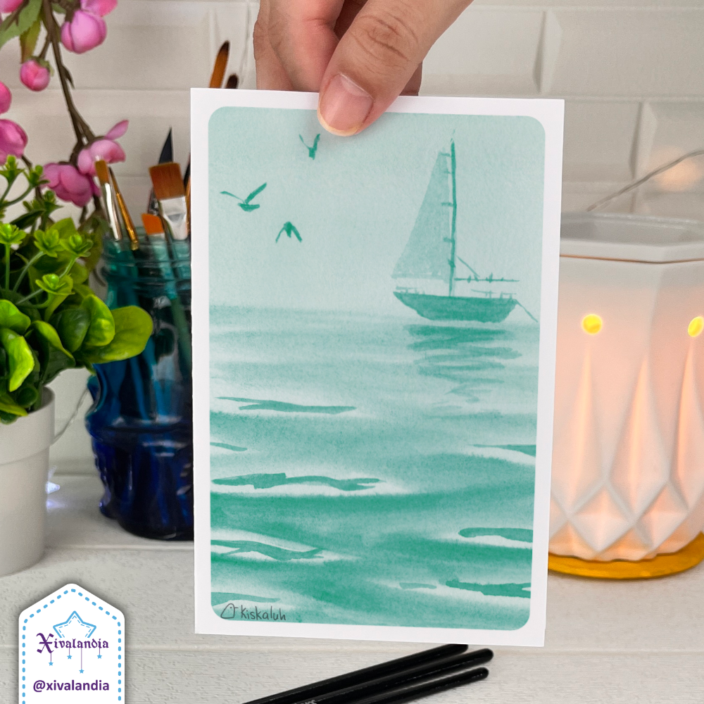 Sea and Sailboat - Greeting Card - 10x15cm / 4x6 in.