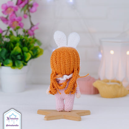 Muñeca tejida Baby Bunny, 15 cm, crochet artesanal, amigurumi, conejo