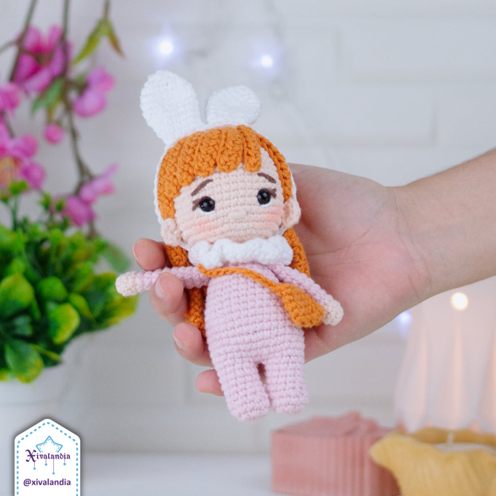 Crochet Baby Bunny Doll, 15 cm, handmade amigurumi, rabbit