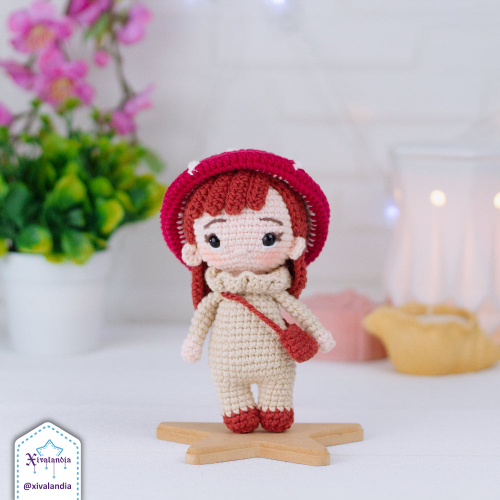 Muñeca tejida Baby Mushroom, 15 cm, crochet artesanal, amigurumi, hongo