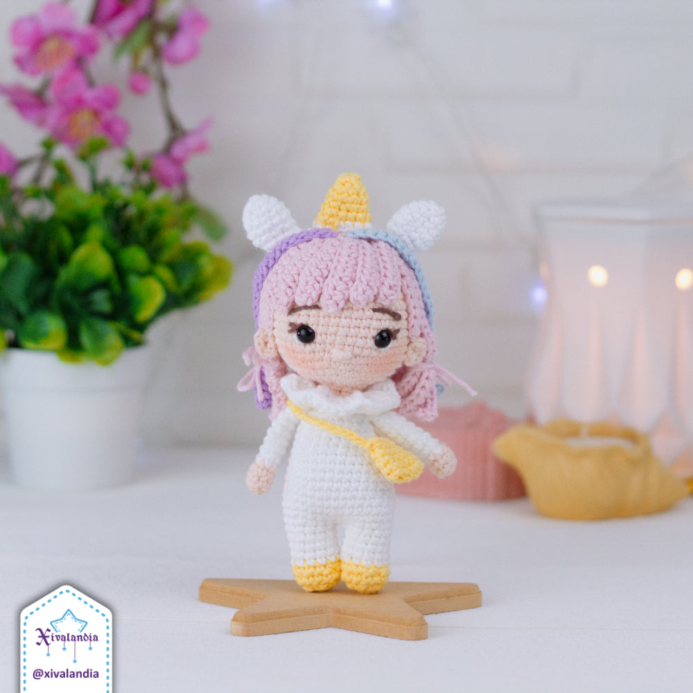 Crochet Baby Unicorn Doll, 15 cm, handmade amigurumi