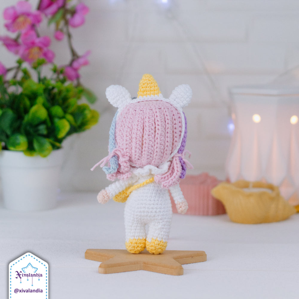 Muñeca tejida Baby Unicorn, 15 cm, crochet artesanal, amigurumi, unicornio