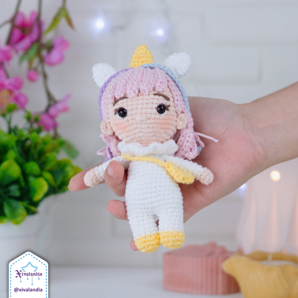 Crochet Baby Unicorn Doll, 15 cm, handmade amigurumi