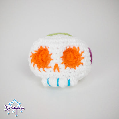 Peluche mini Calaverita de Azúcar 5cm, cráneo calavera, crochet artesanal, amigurumi