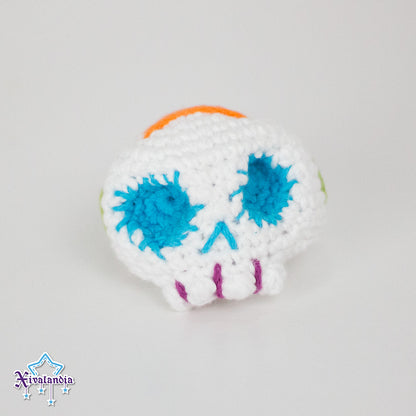 Peluche mini Calaverita de Azúcar 5cm, cráneo calavera, crochet artesanal, amigurumi