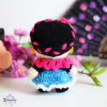 Typical jarocha attire from Veracruz crochet plush - 5 in/13cm - handmade amigurumi