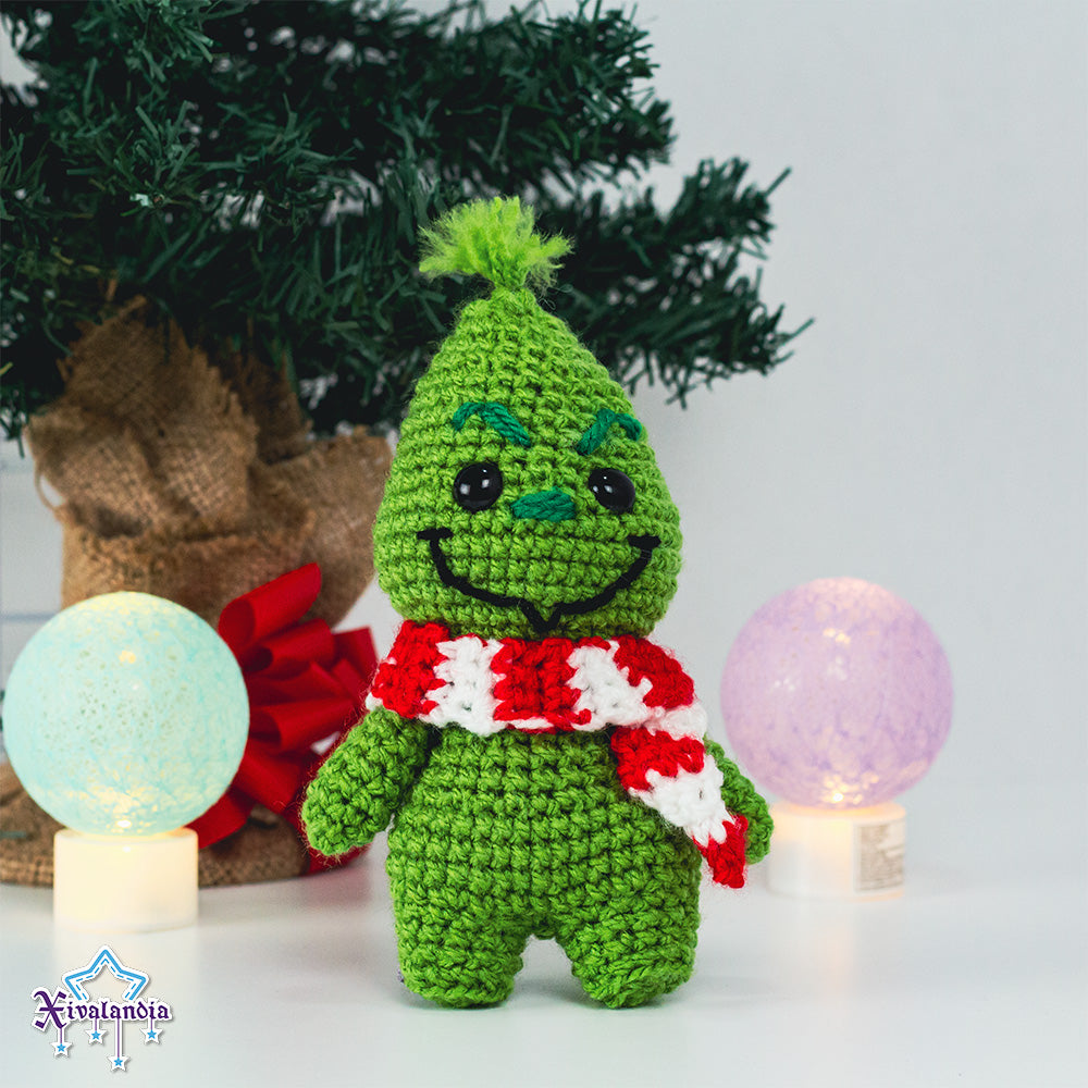 Grinch crochet plush- 6in/16cm - handmade amigurumi