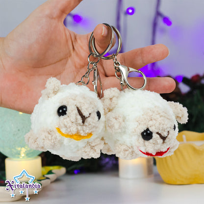 little sheep plushy keychain - 3 in/8cm - handmade amigurumi, softy plush yarn, crochet