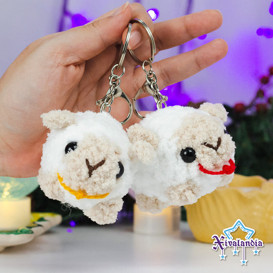 little sheep plushy keychain - 3 in/8cm - handmade amigurumi, softy plush yarn, crochet