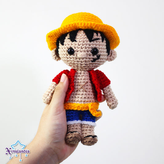 Luffy from One Piece crochet plush - 8 in/20cm - handmade amigurumi