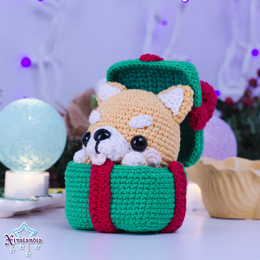 Gift Shiba Puppy crochet plush - 4 in/10cm - handmade amigurumi