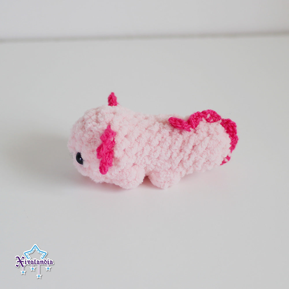 Peluche mini Ajolote 11cm Axolotl tejido crochet artesanal amigurumi Rosa