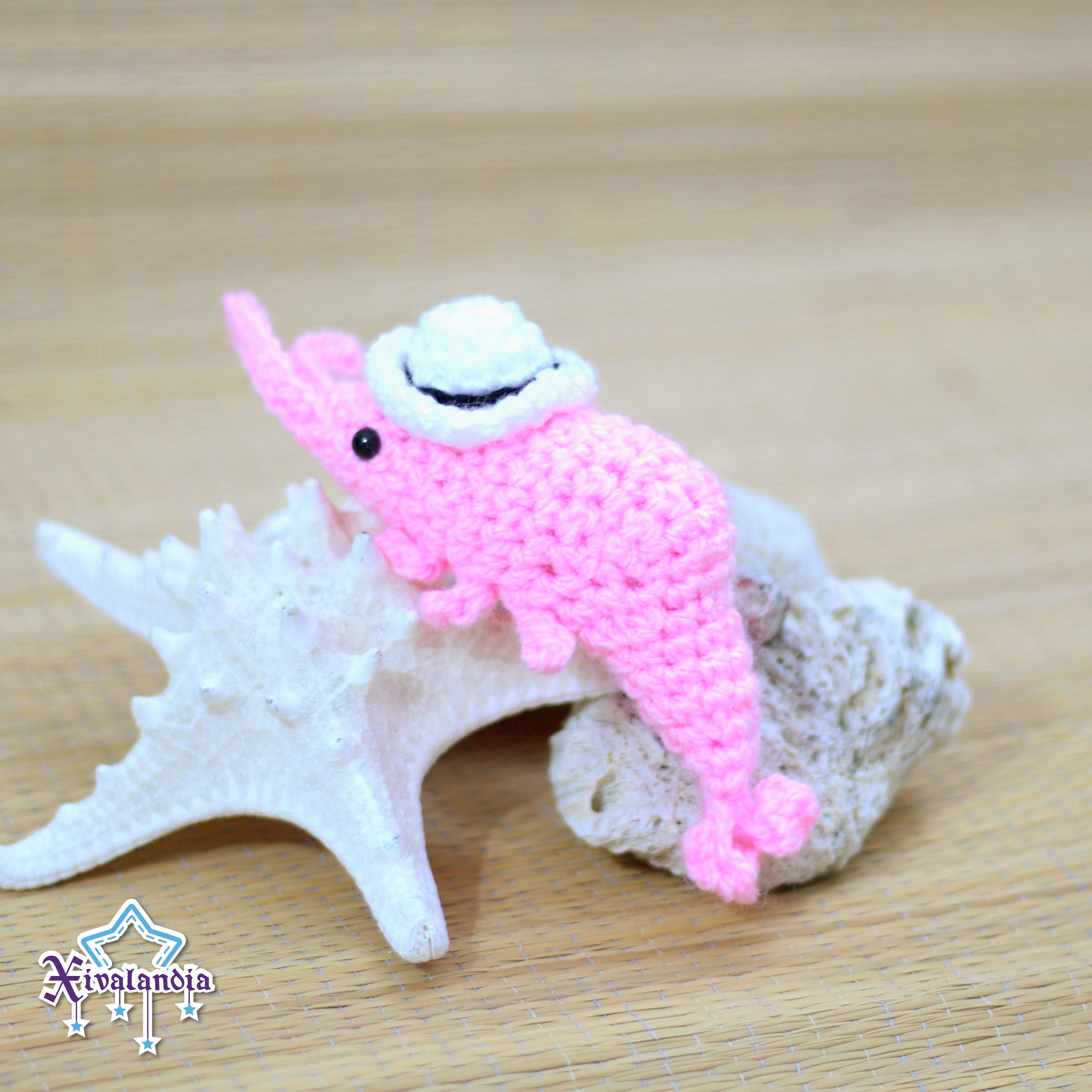 Peluche mini Camaron Jarocho 8cm tejido crochet amigurumi Xivalandia