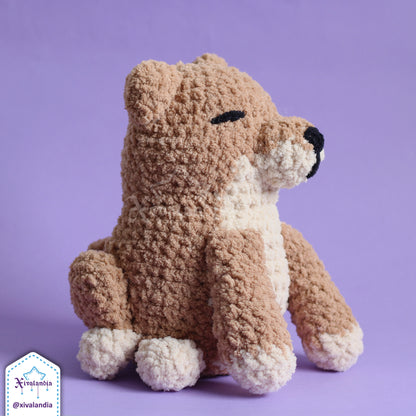 Dog Cheems meme crochet plush, shiba inu - 8 in/20cm - soft yarn amigurumi