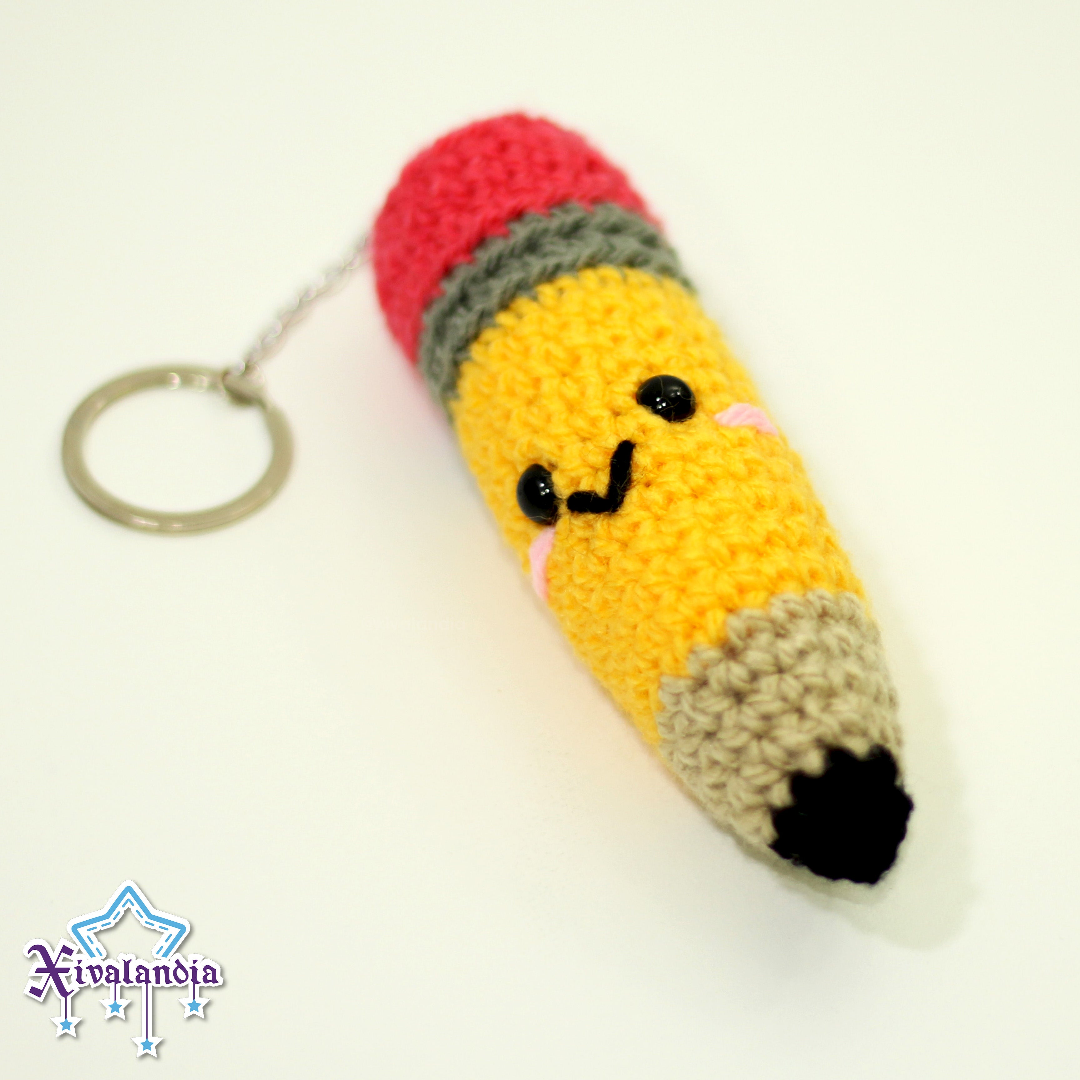 Llavero Lapiz 12cm peluche tejido artesanal amigurumi