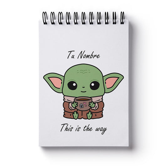 Baby Yoda, Grogu Soup pocket Notebook - custom small hardcover journal, handmade