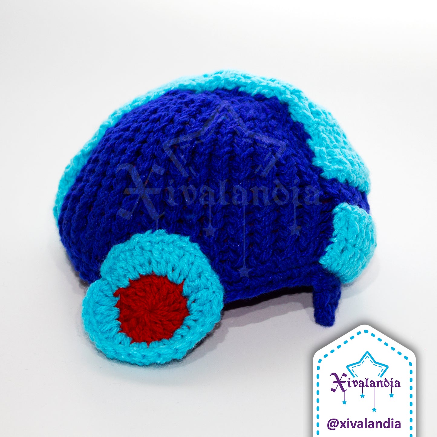Megaman hat beanie, blue, handmade