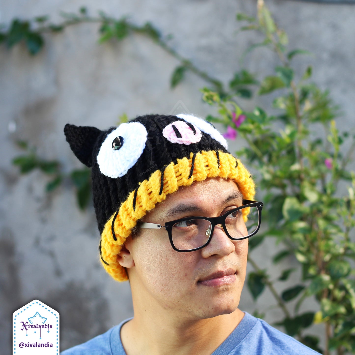 Pchan hat beanie, handmade, Ranma 1/2 P-chan Pechan, black pig